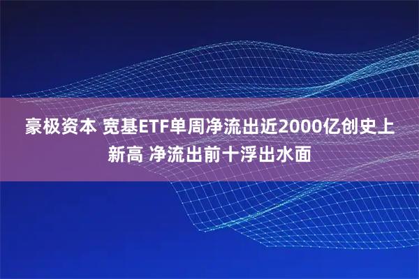 豪极资本 宽基ETF单周净流出近2000亿创史上新高 净流出前十浮出水面