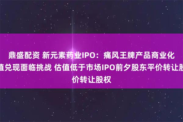 鼎盛配资 新元素药业IPO：痛风王牌产品商业化价值兑现面临挑战 估值低于市场IPO前夕股东平价转让股权